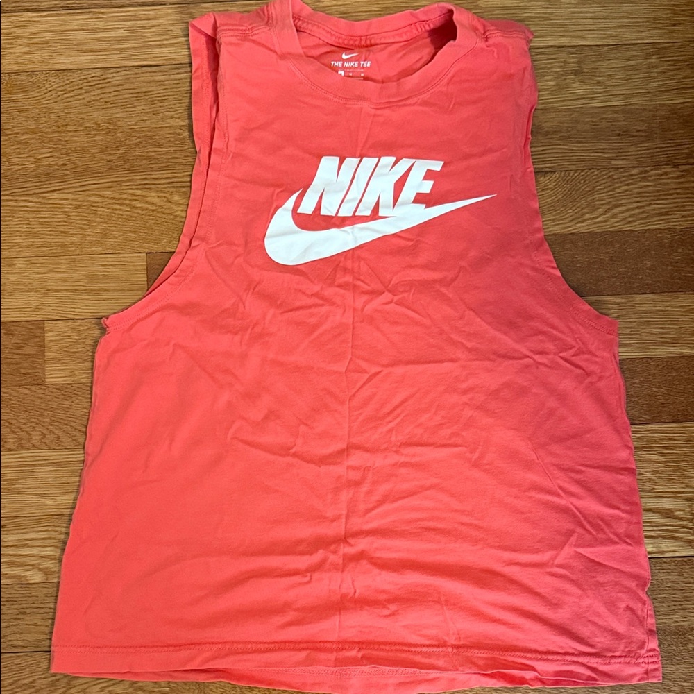 Nike Coral-Pink Sleeveless Muscle Tank with White Logo